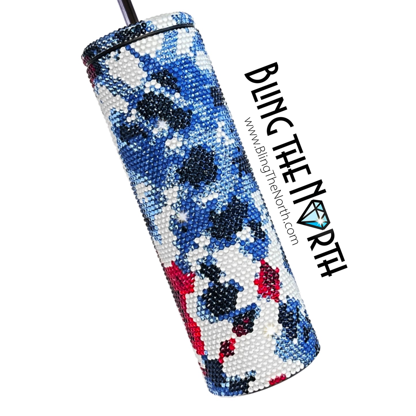RED, WHITE & BLUE Rhinestone Pattern Template  | SS16 4mm - 20oz Plump Straight Tumbler Design | PNG for Sublimation or Vinyl