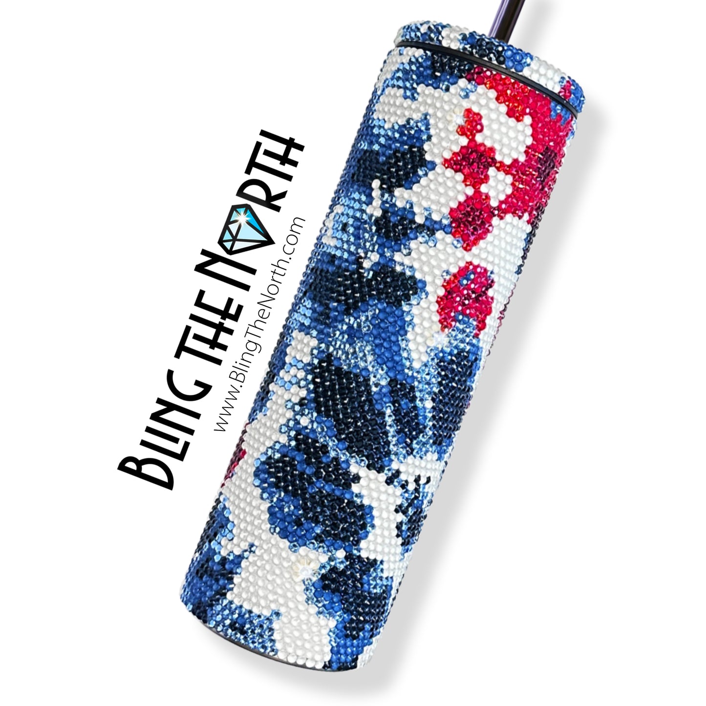 RED, WHITE & BLUE Rhinestone Pattern Template  | SS16 4mm - 20oz Plump Straight Tumbler Design | PNG for Sublimation or Vinyl