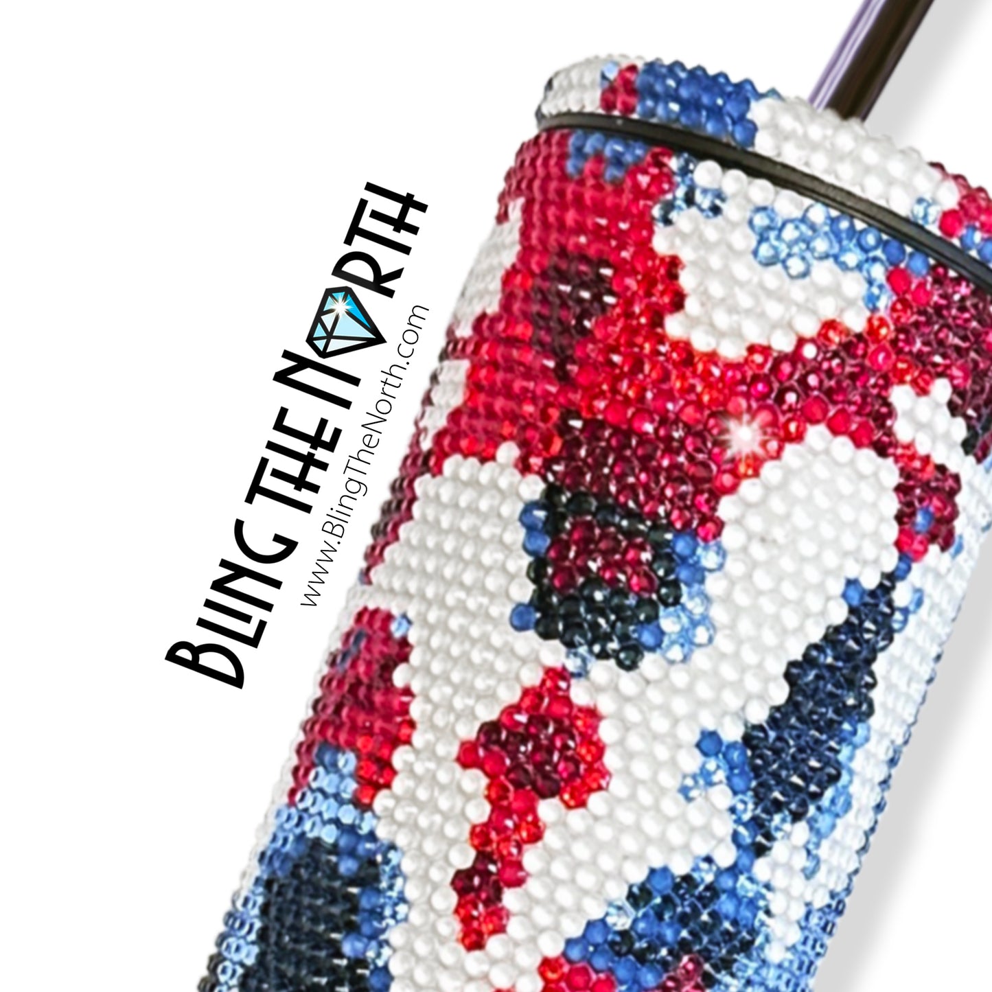 RED, WHITE & BLUE Rhinestone Pattern Template  | SS16 4mm - 20oz Plump Straight Tumbler Design | PNG for Sublimation or Vinyl