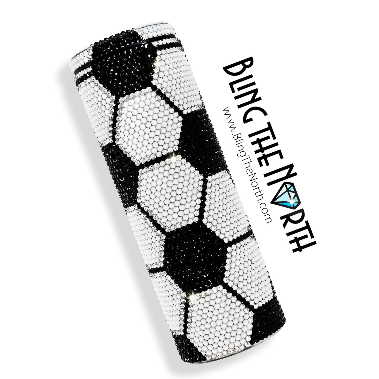SOCCER BLING Rhinestone Tumbler | 20oz Slurp Straight | Bling the North | Custom Bling Design | Glass Rhinestones | Straw Included