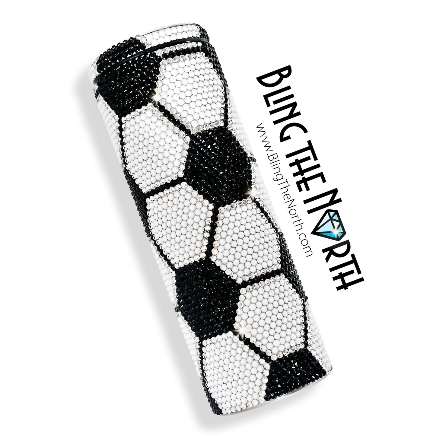 SOCCER BLING Rhinestone Tumbler | 20oz Slurp Straight | Bling the North | Custom Bling Design | Glass Rhinestones | Straw Included