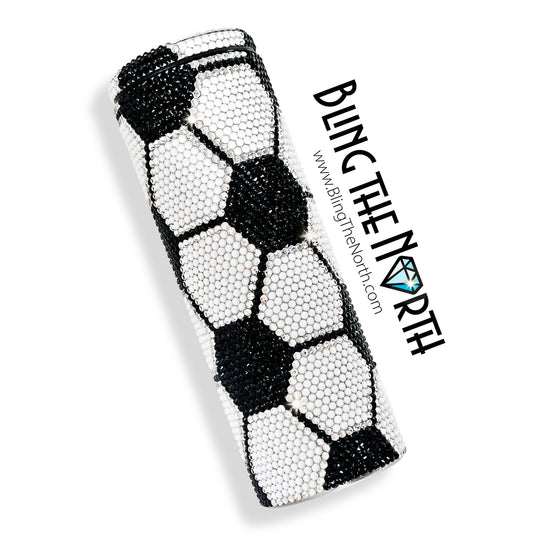 SOCCER BLING Rhinestone Tumbler | 20oz Slurp Straight | Bling the North | Custom Bling Design | Glass Rhinestones | Straw Included