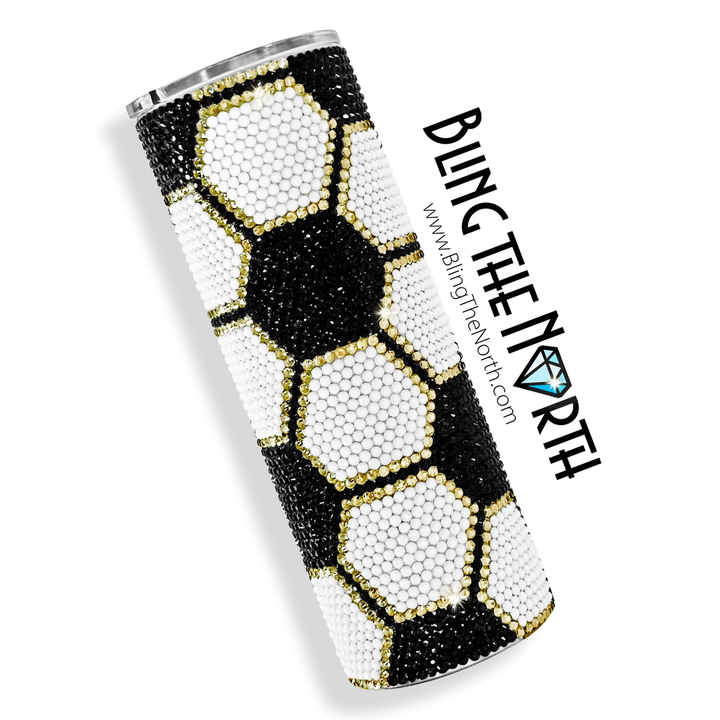 SOCCER BLING Rhinestone Football Pattern Template | SS16 4mm - 32oz Plump Straight Tumbler Design | PNG for Sublimation or Vinyl