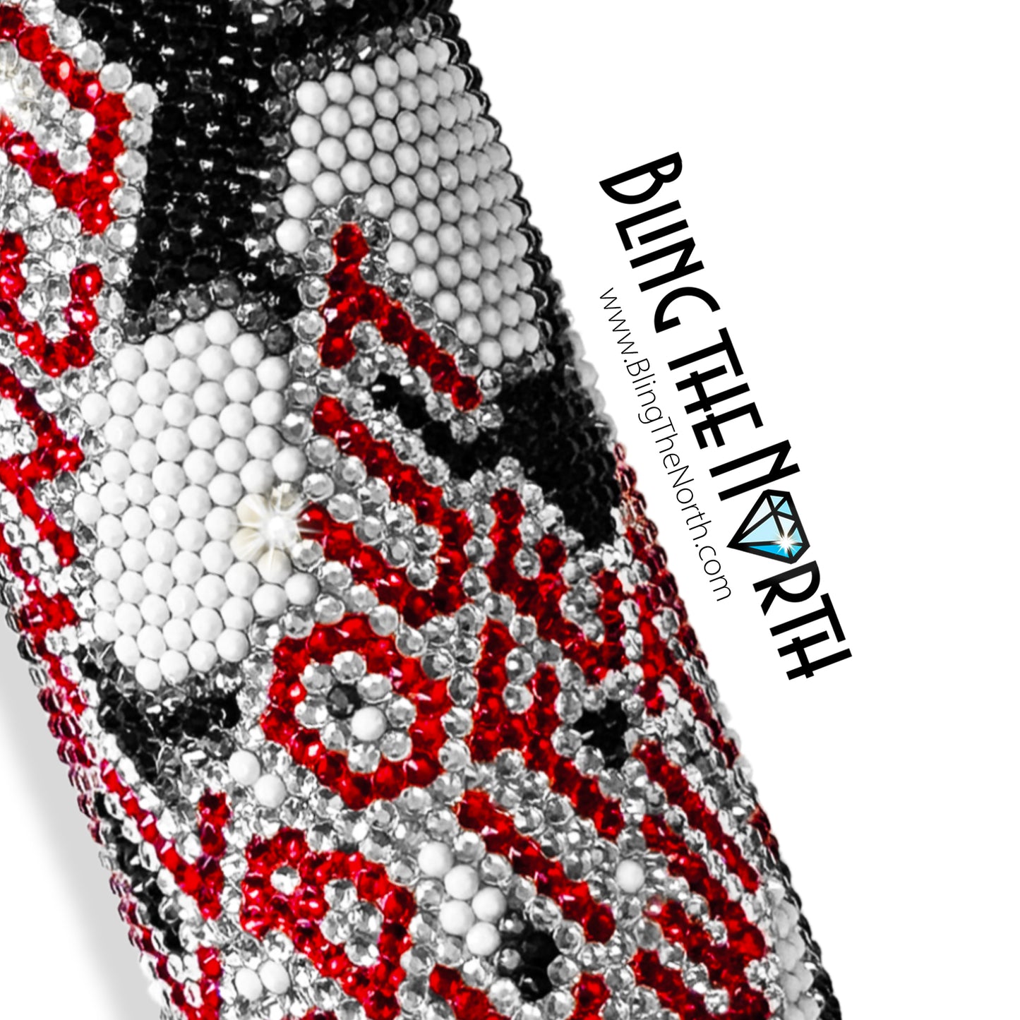 SOCCER LIFE Rhinestone Tumbler | 20oz Skinny Straight | Custom Bling Design | Glass Rhinestones | Straw Incl