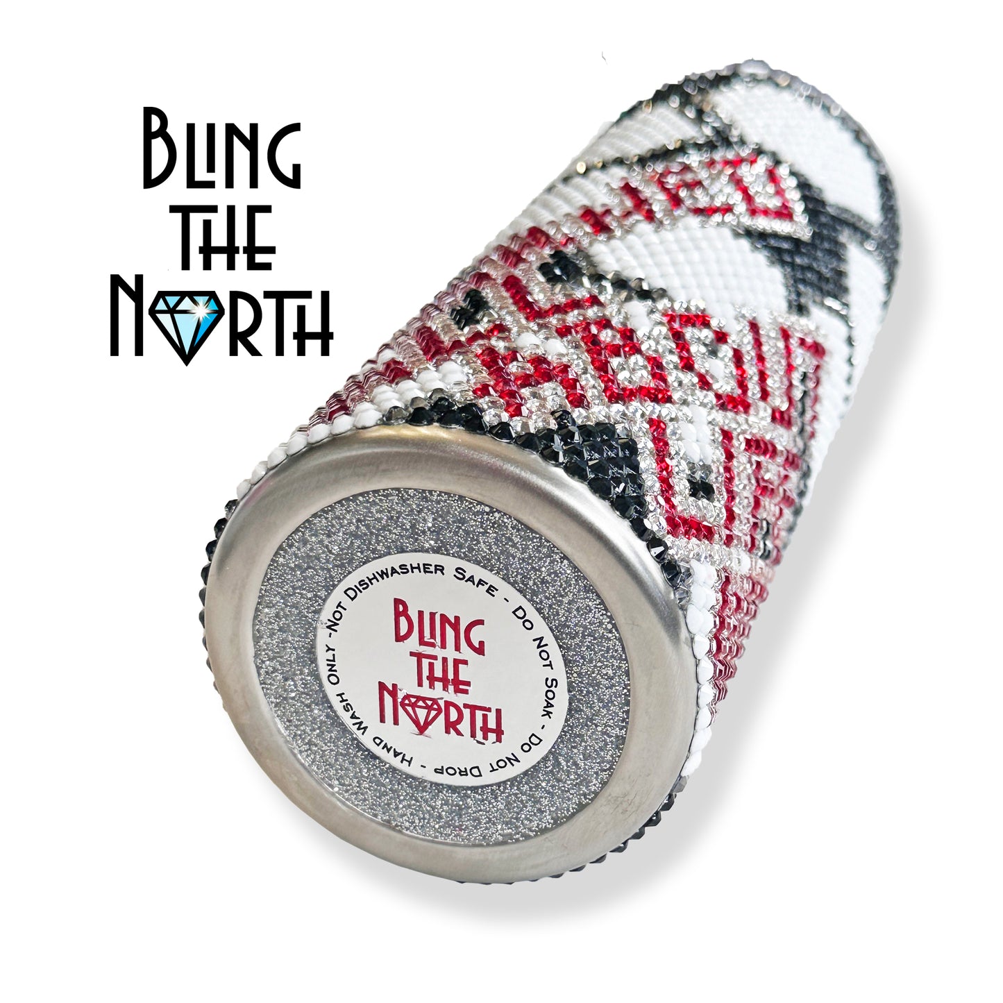 SOCCER LIFE Rhinestone Tumbler | 20oz Skinny Straight | Custom Bling Design | Glass Rhinestones | Straw Incl