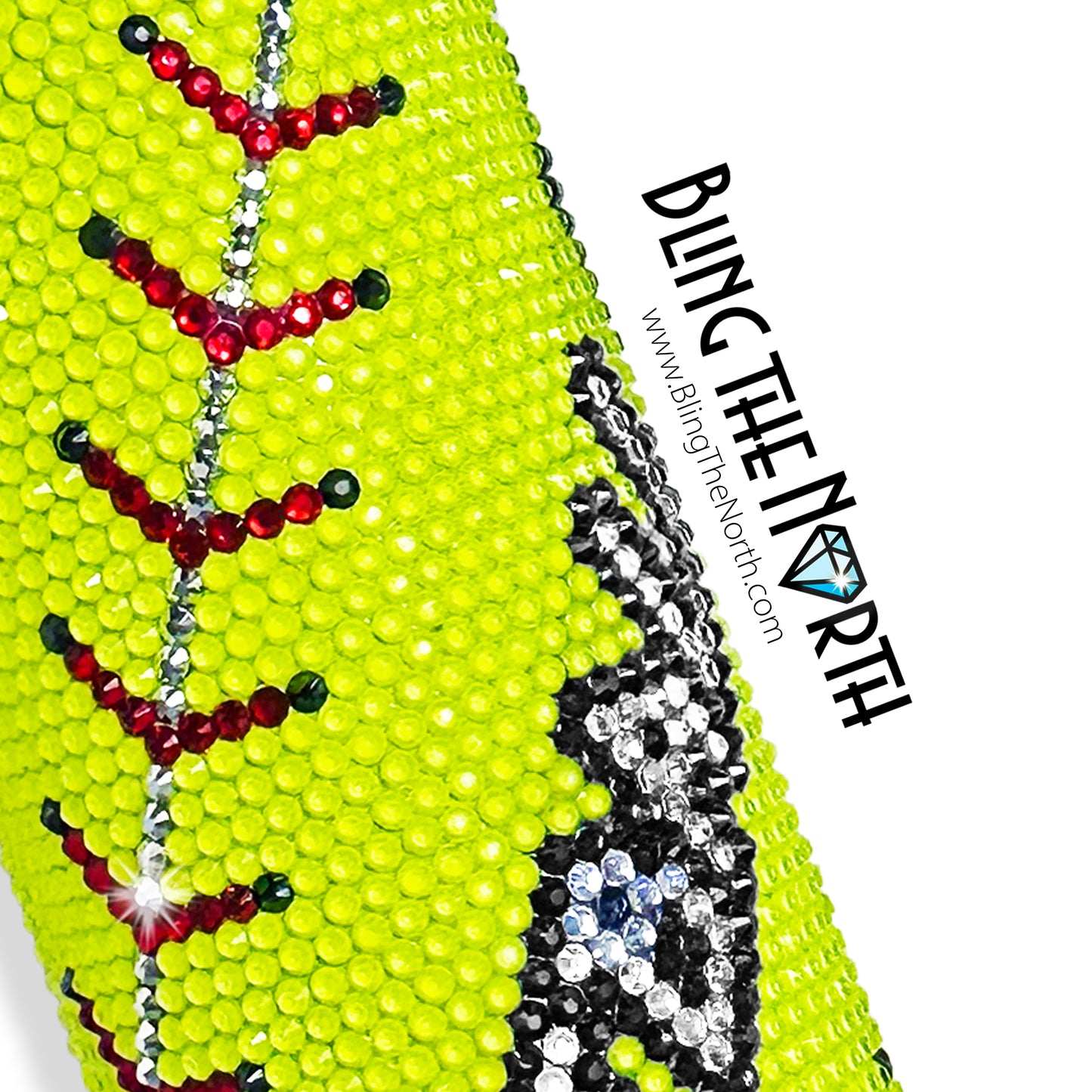 SOFTBALL LIFE Rhinestone Tumbler | 20oz Slurp Straight | Bling the North | Custom Bling Design | Glass Rhinestones | Straw Included