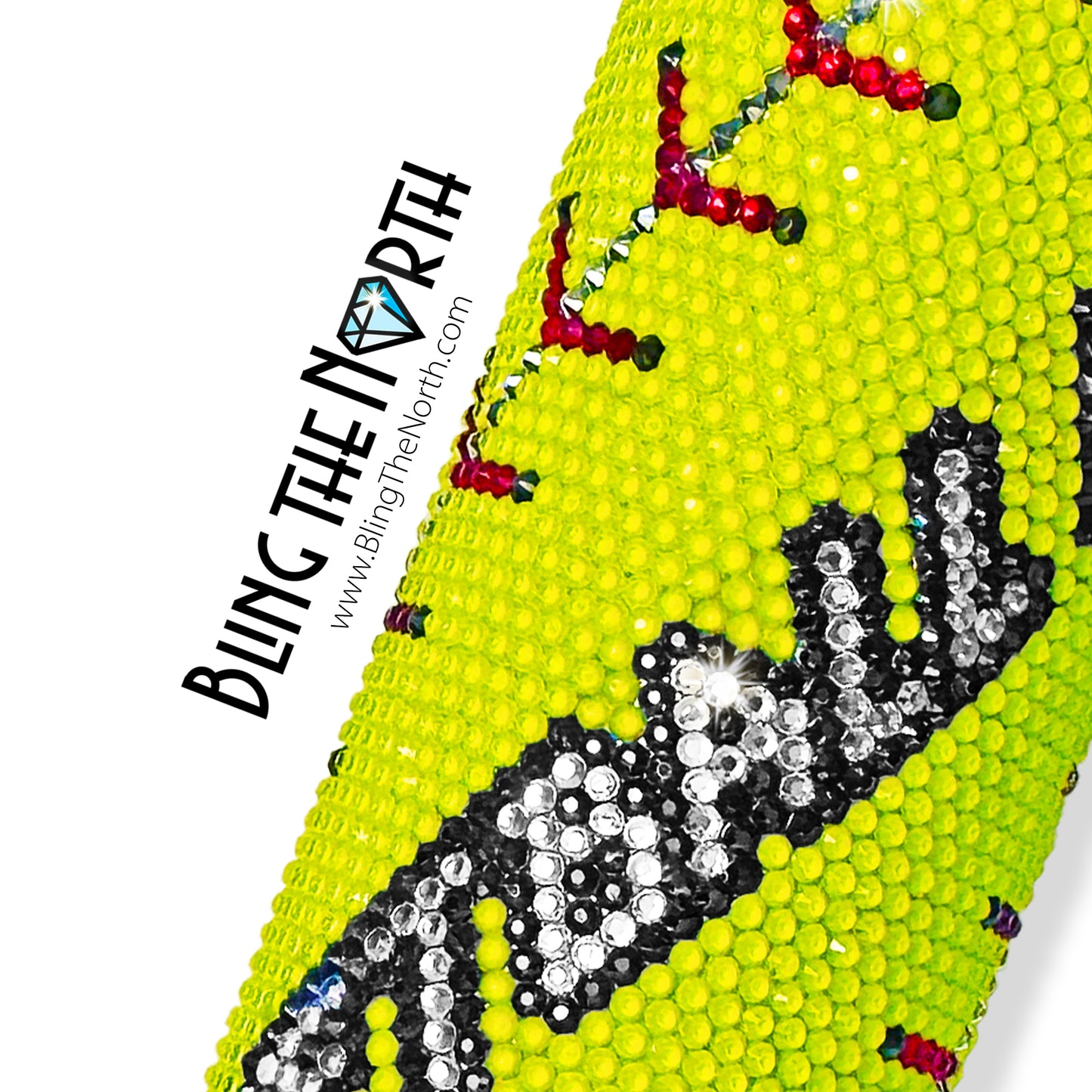 SOFTBALL LIFE Rhinestone Tumbler | 20oz Slurp Straight | Bling the North | Custom Bling Design | Glass Rhinestones | Straw Included