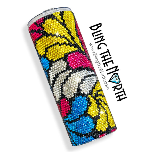 SPLASH Rhinestone Tumbler | 24oz Plump Straight | Bling the North | Custom Bling Design | Glass Rhinestones | Straw Included | Water
