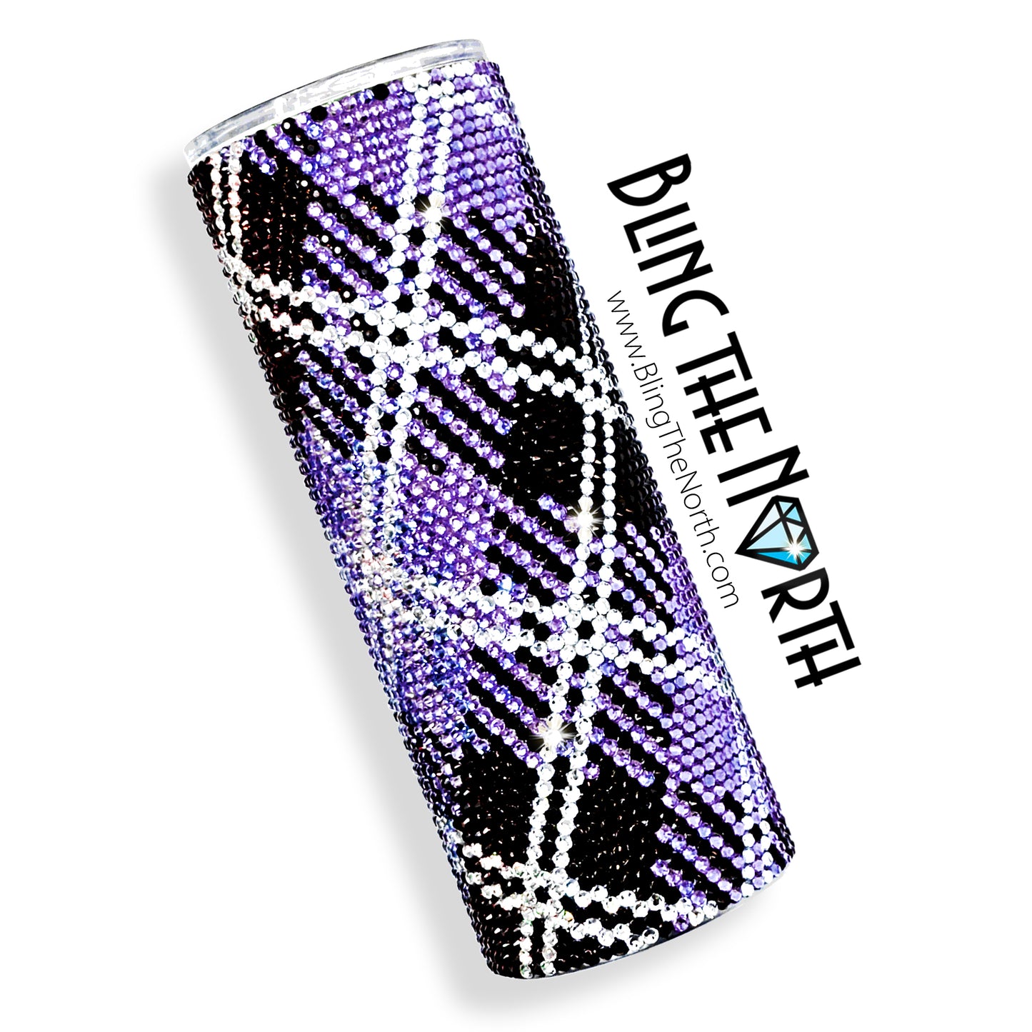 VIOLET TARTAN Rhinestone Pattern Template | SS16 4mm - 20oz Skinny Straight Tumbler Design | PNG for Sublimation or Vinyl