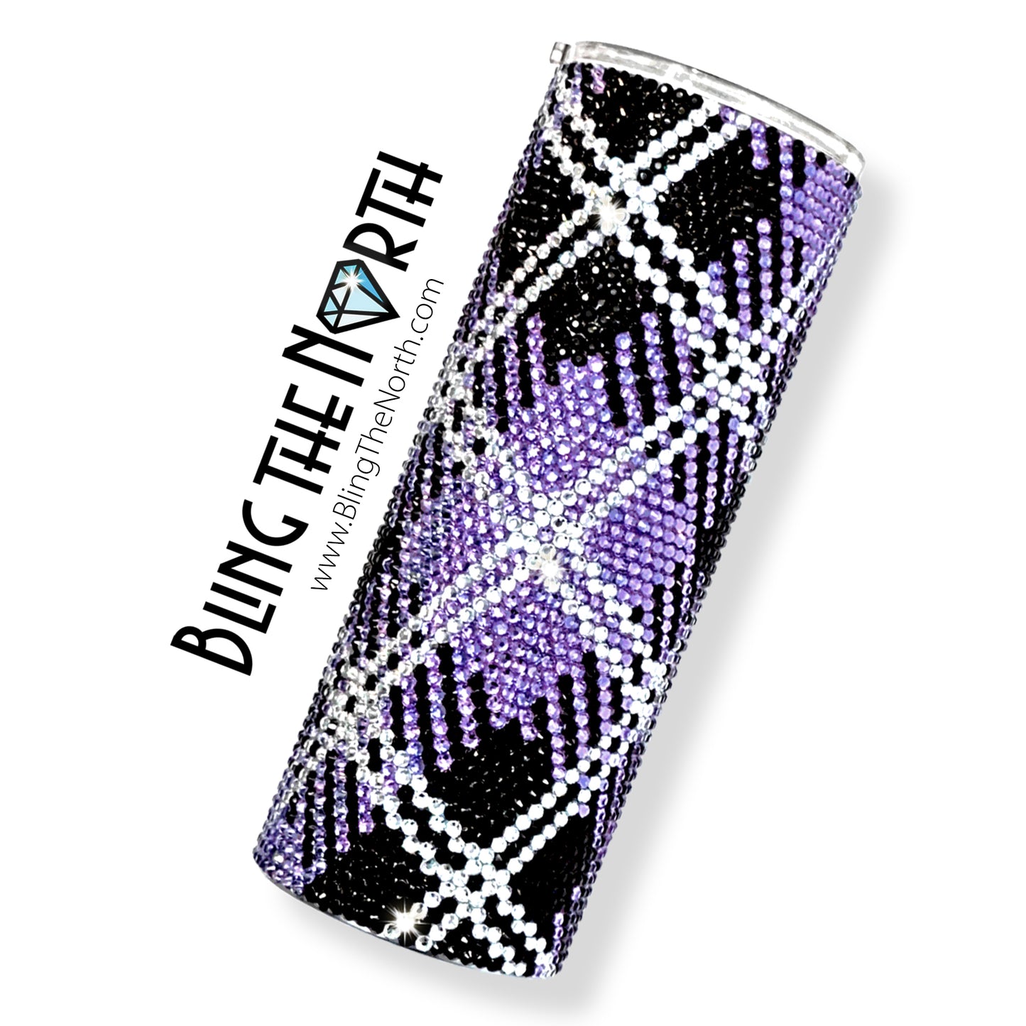 VIOLET TARTAN Rhinestone Pattern Template | SS16 4mm - 20oz Skinny Straight Tumbler Design | PNG for Sublimation or Vinyl