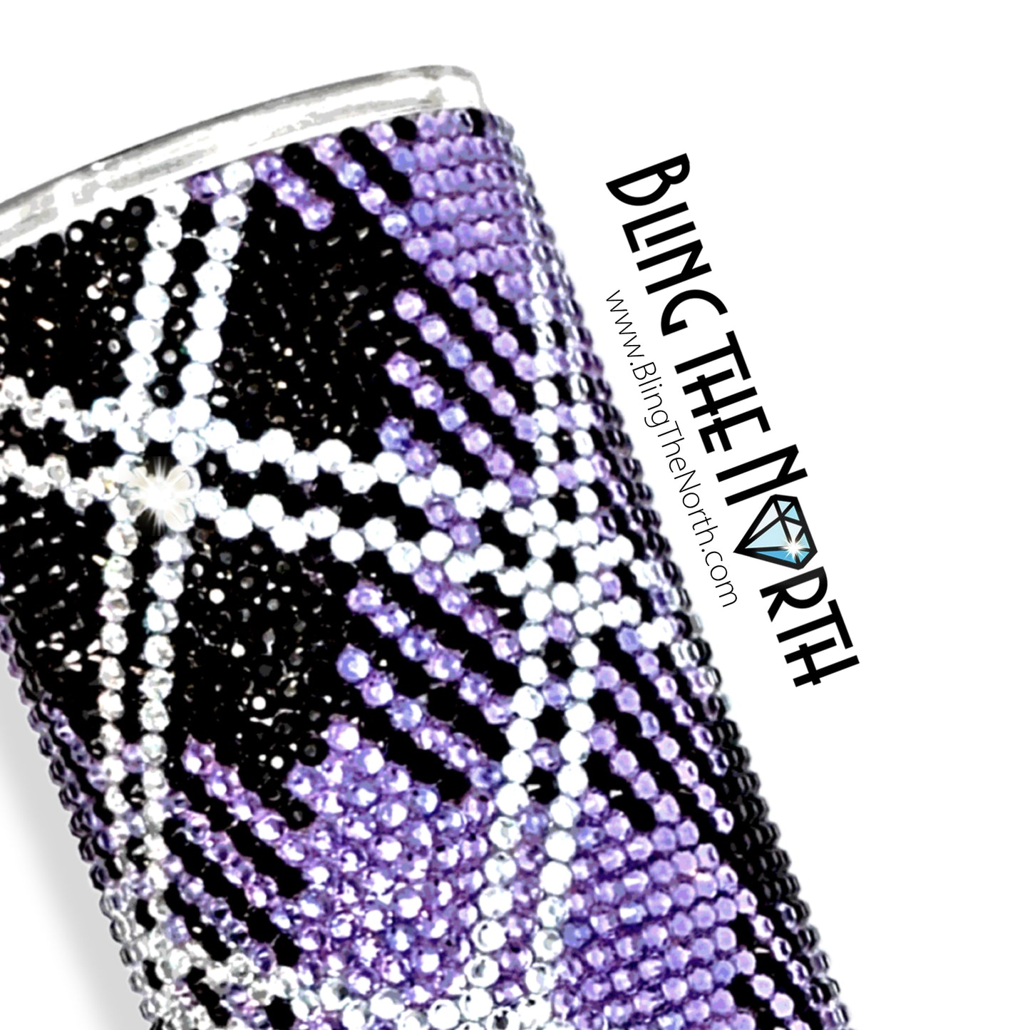 VIOLET TARTAN Rhinestone Pattern Template | SS16 4mm - 20oz Skinny Straight Tumbler Design | PNG for Sublimation or Vinyl