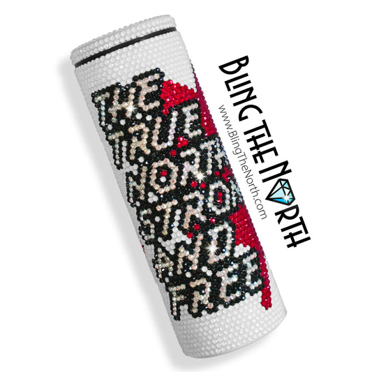 TRUE NORTH Oh Canada Rhinestone Tumbler | 20oz Slurp Straight | Bling the North | Custom Bling Design | Glass Rhinestones | Straw Included