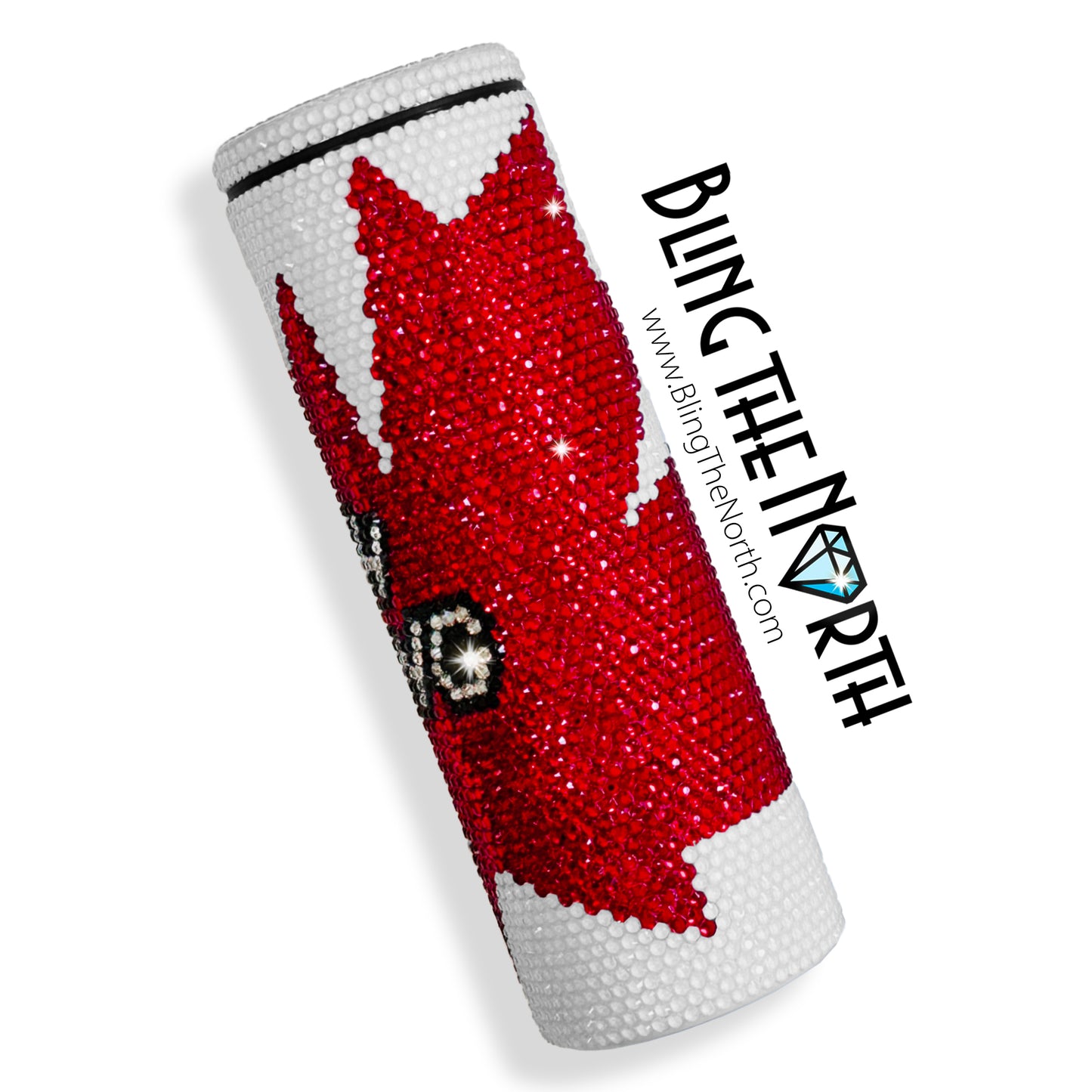 TRUE NORTH Oh Canada Rhinestone Tumbler | 20oz Slurp Straight | Bling the North | Custom Bling Design | Glass Rhinestones | Straw Included