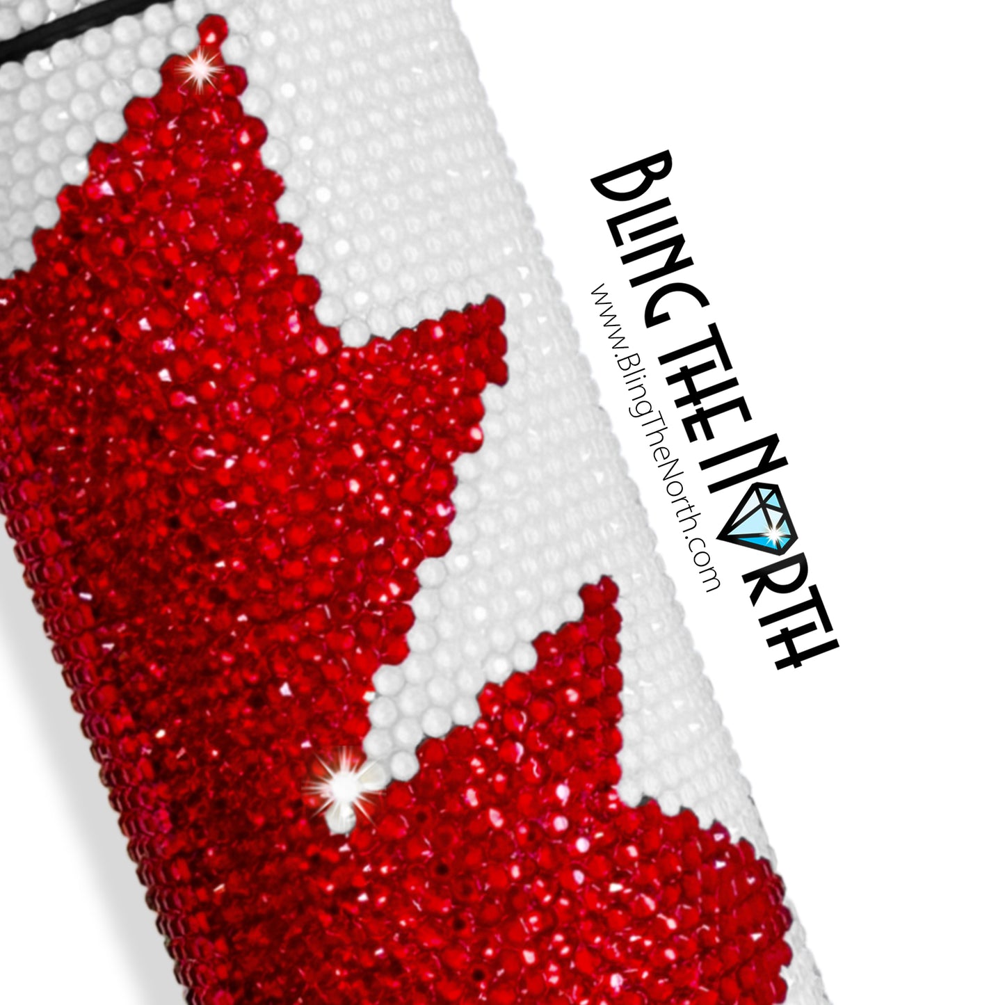 TRUE NORTH Oh Canada Rhinestone Tumbler | 20oz Slurp Straight | Bling the North | Custom Bling Design | Glass Rhinestones | Straw Included