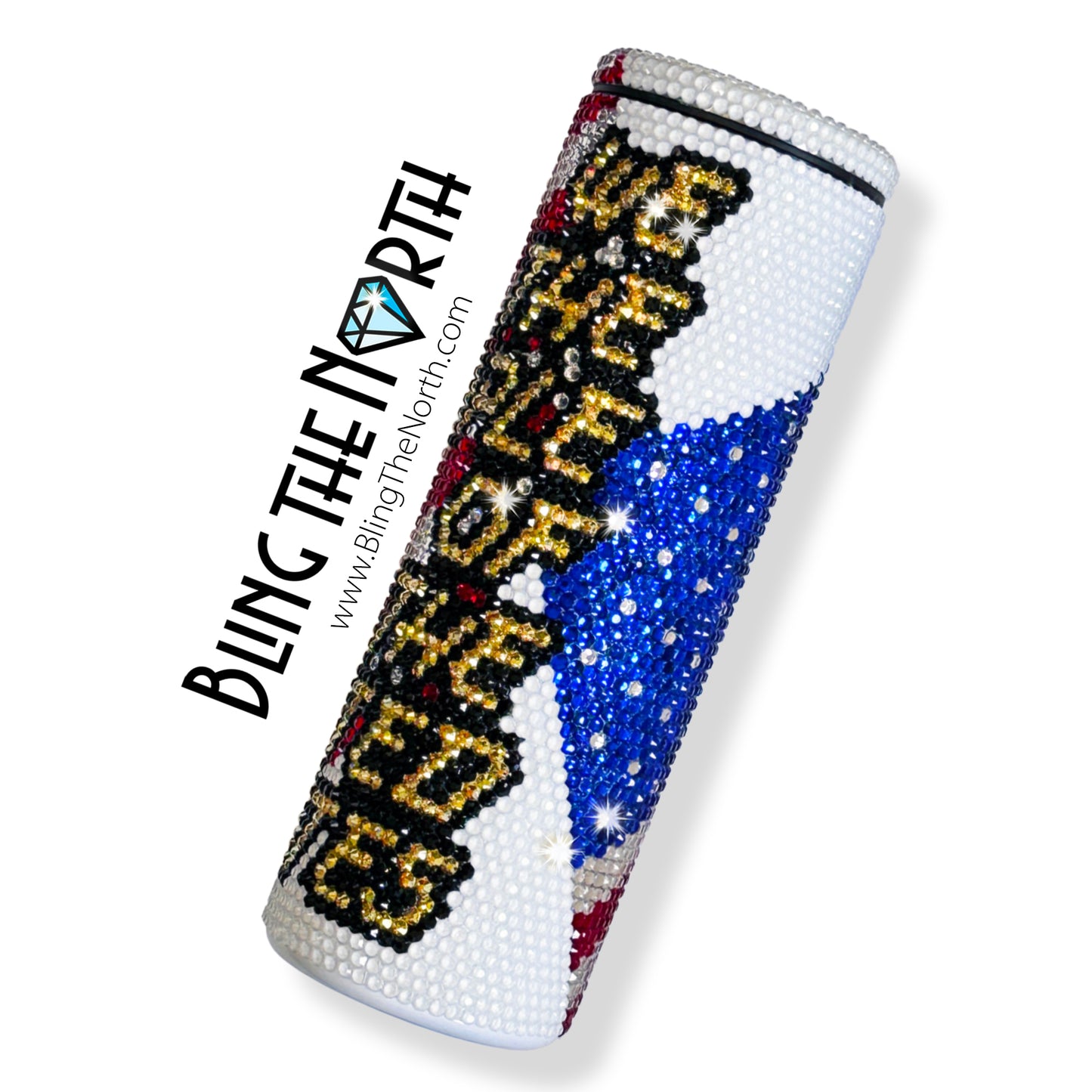 WE THE PEOPLE American Flag Rhinestone Tumbler | 20oz Slurp Straight | Bling the North | Custom Bling Design | Glass Rhinestones | Straw Included