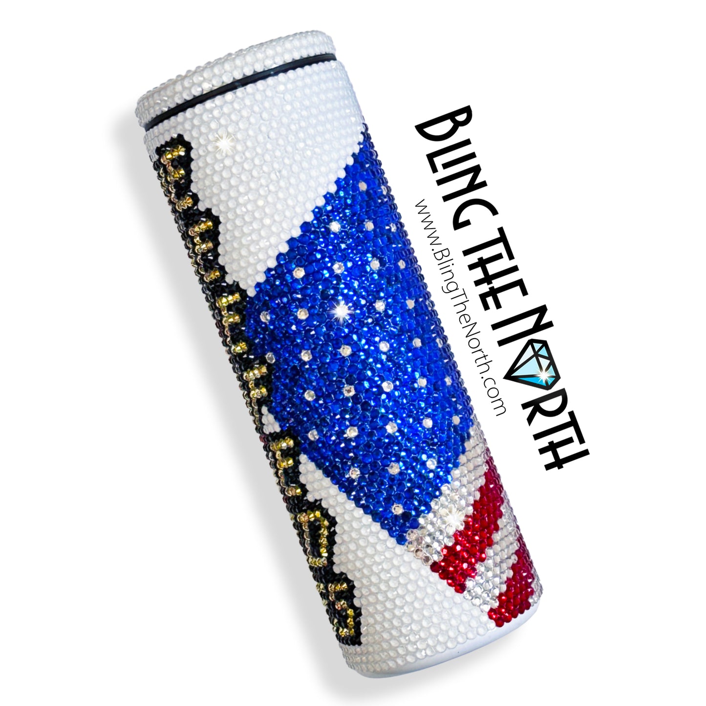 WE THE PEOPLE American Flag Rhinestone Tumbler | 20oz Slurp Straight | Bling the North | Custom Bling Design | Glass Rhinestones | Straw Included