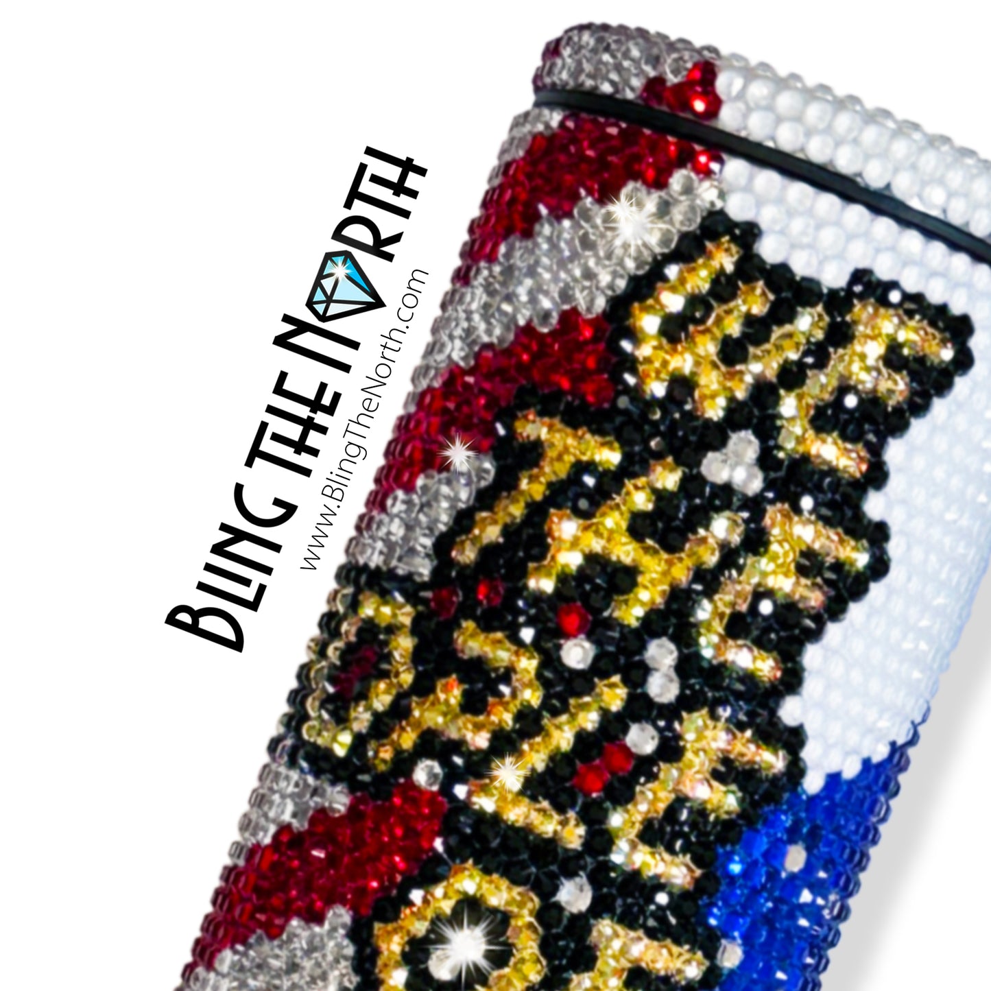 WE THE PEOPLE American Flag Rhinestone Tumbler | 20oz Slurp Straight | Bling the North | Custom Bling Design | Glass Rhinestones | Straw Included