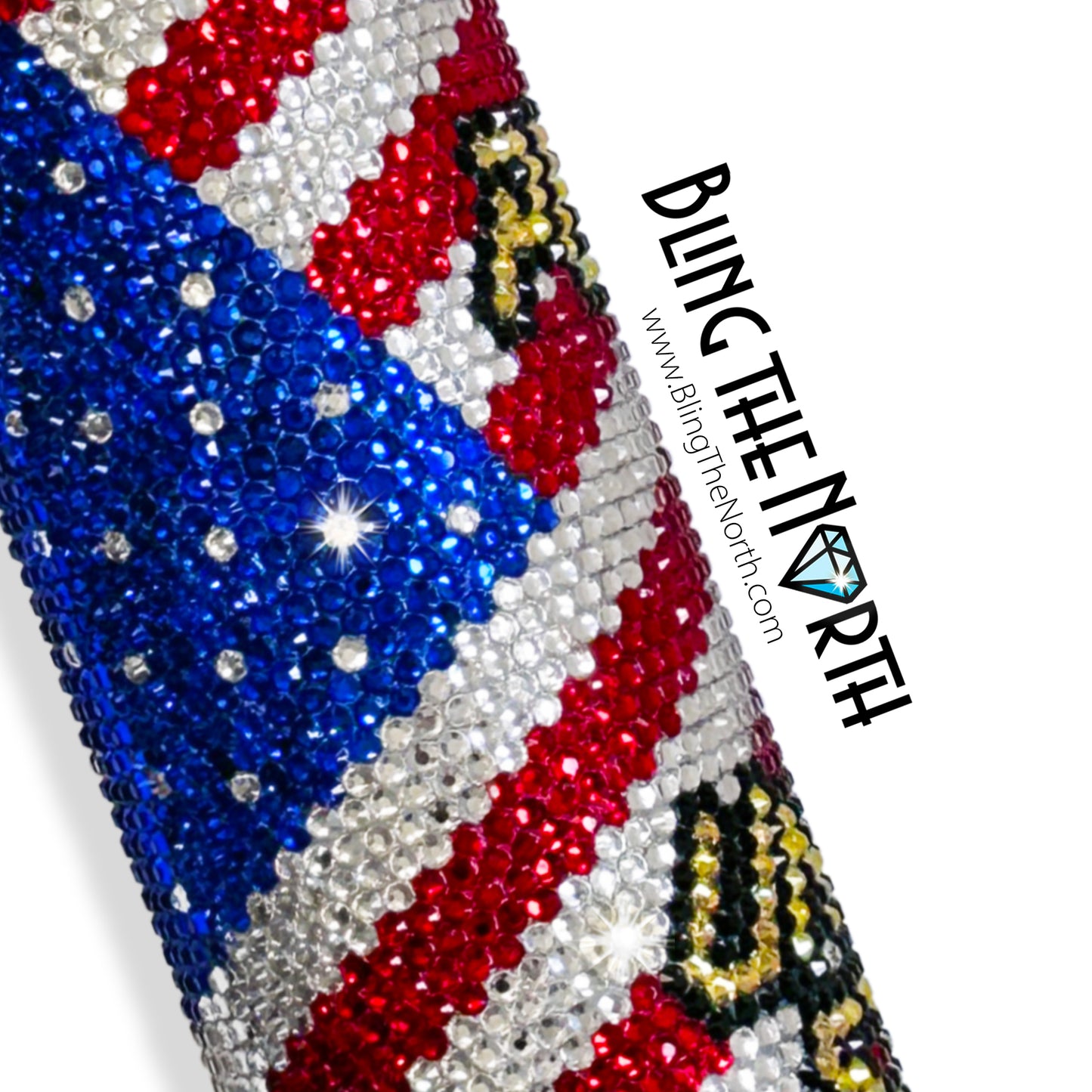 WE THE PEOPLE American Flag Rhinestone Tumbler | 20oz Slurp Straight | Bling the North | Custom Bling Design | Glass Rhinestones | Straw Included