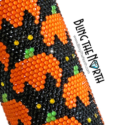 BLACK CATS and PUMPKINS Rhinestone Pattern Template | SS20 5mm - 20oz Straight Skinny Tumbler Design | PNG for Sublimation or Vinyl