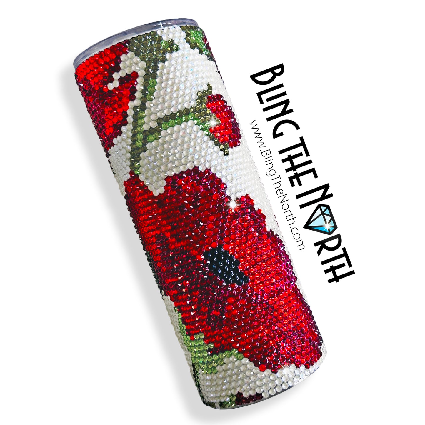 BRILLIANT BLOOMS Rhinestone Pattern Template | SS16 4mm - 20oz Skinny Straight Tumbler Design | PNG for Sublimation or Vinyl