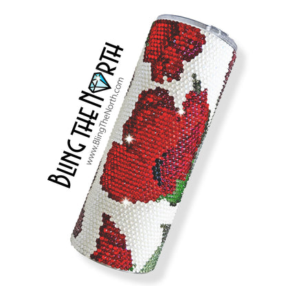 BRILLIANT BLOOMS Rhinestone Pattern Template | SS16 4mm - 20oz Skinny Straight Tumbler Design | PNG for Sublimation or Vinyl