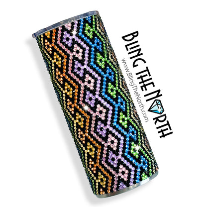 DIAMOND ZIG-ZAG Rhinestone Pattern Template | SS16 4mm - 24oz Plump Tumbler Design | PNG for Sublimation or Vinyl | Pride