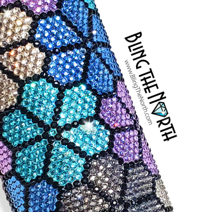 FLOWER POWER Rhinestone Pattern Template | SS16 4mm - 24oz Plump Tumbler Design | PNG for Sublimation or Vinyl