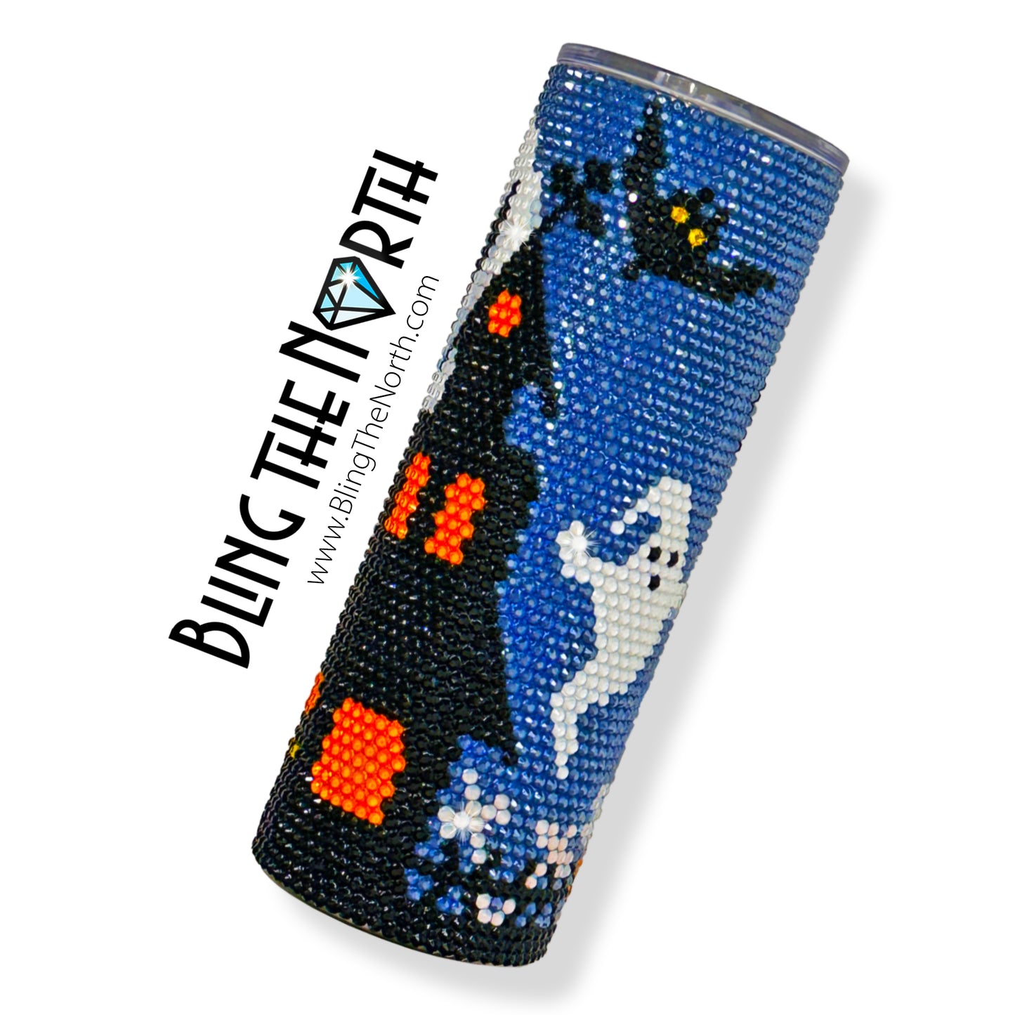 HAUNTED CHURCHYARD Rhinestone Tumbler | 20oz Skinny Straight | Bling the North | Custom Bling Design | Glass Rhinestones | Straw | Halloween
