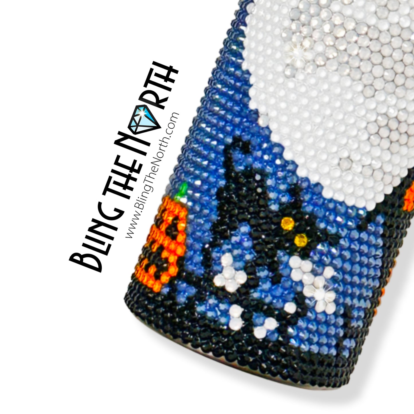 HAUNTED CHURCHYARD Rhinestone Tumbler | 20oz Skinny Straight | Bling the North | Custom Bling Design | Glass Rhinestones | Straw | Halloween