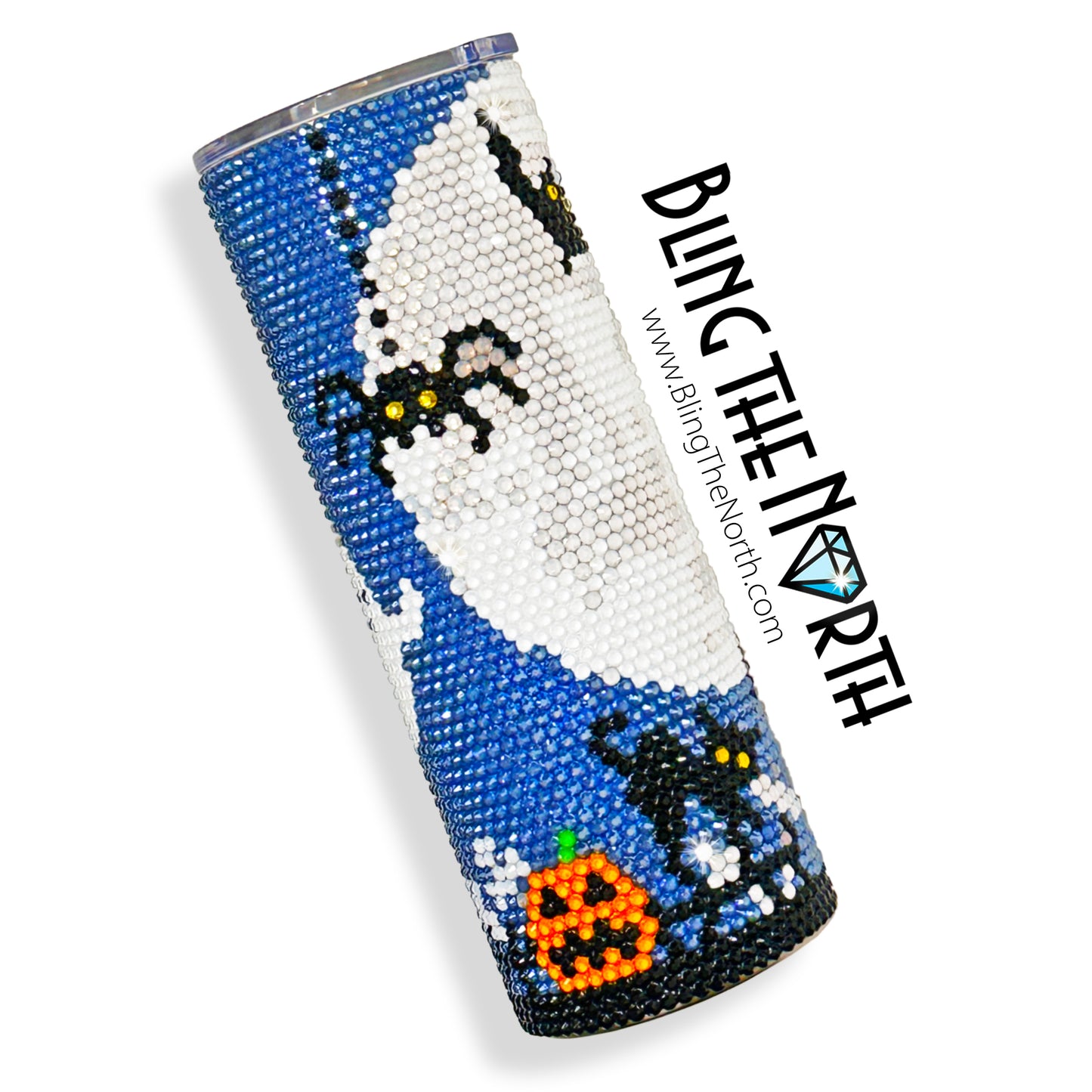 HAUNTED CHURCHYARD Rhinestone Tumbler | 20oz Skinny Straight | Bling the North | Custom Bling Design | Glass Rhinestones | Straw | Halloween