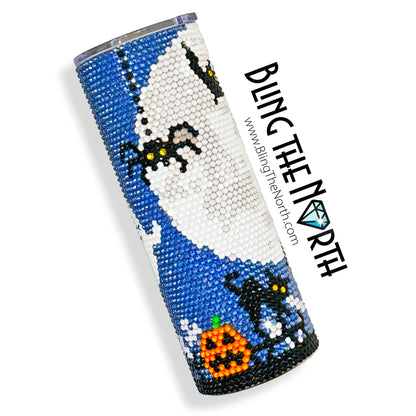 HAUNTED CHURCHYARD Rhinestone Tumbler | 20oz Skinny Straight | Bling the North | Custom Bling Design | Glass Rhinestones | Straw | Halloween