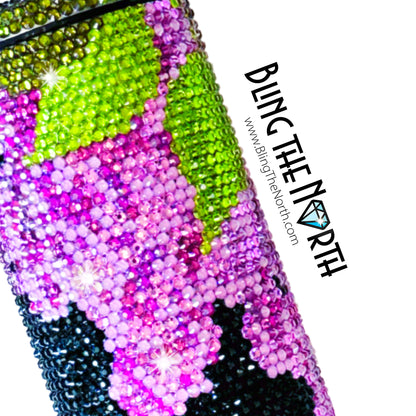 LILAC CASCADE American Flag Rhinestone Tumbler | 20oz Slurp Straight | Bling the North | Custom Bling Design | Glass Rhinestones | Straw Included