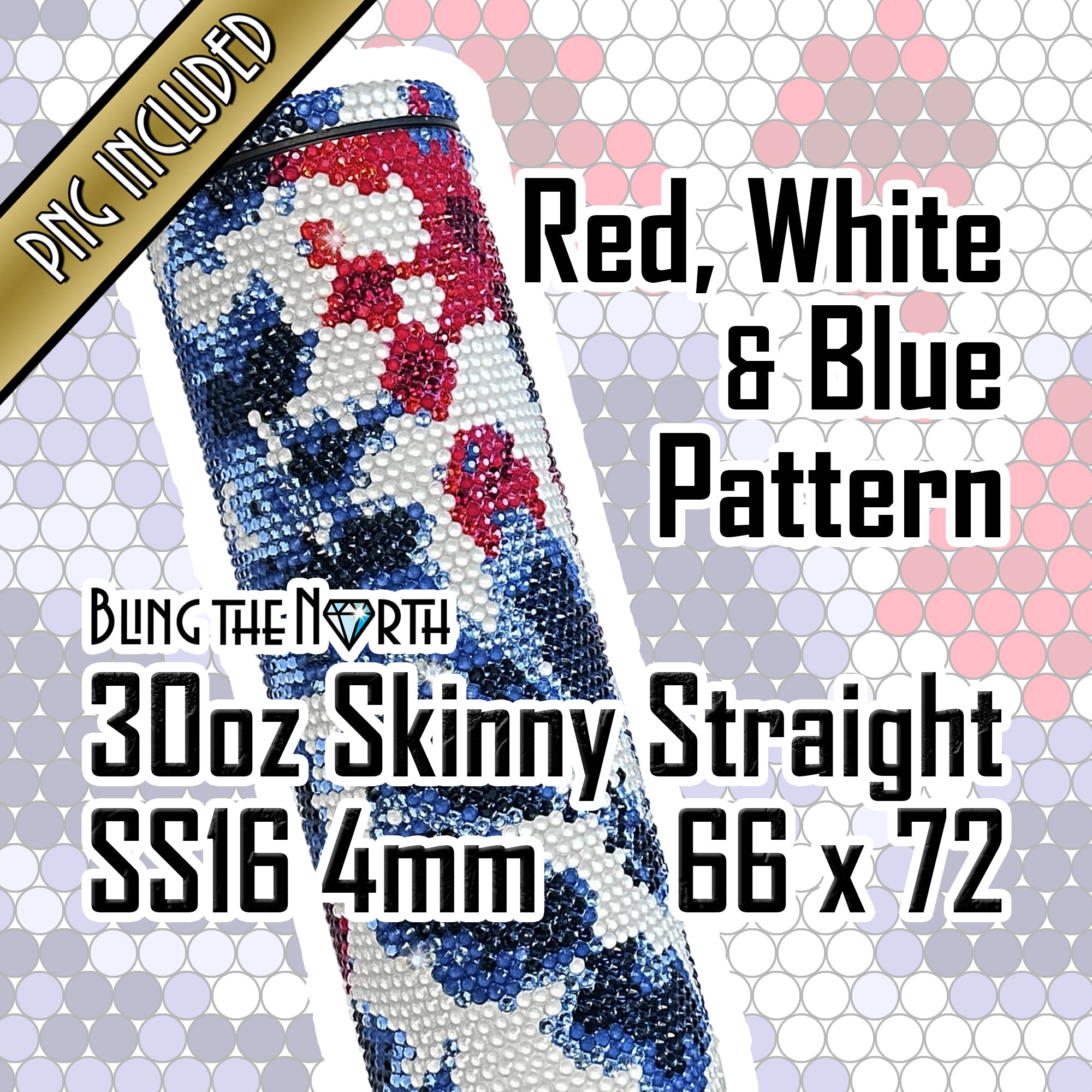 RED, WHITE & BLUE Rhinestone Pattern Template | SS16 4mm - 30oz Plump ...
