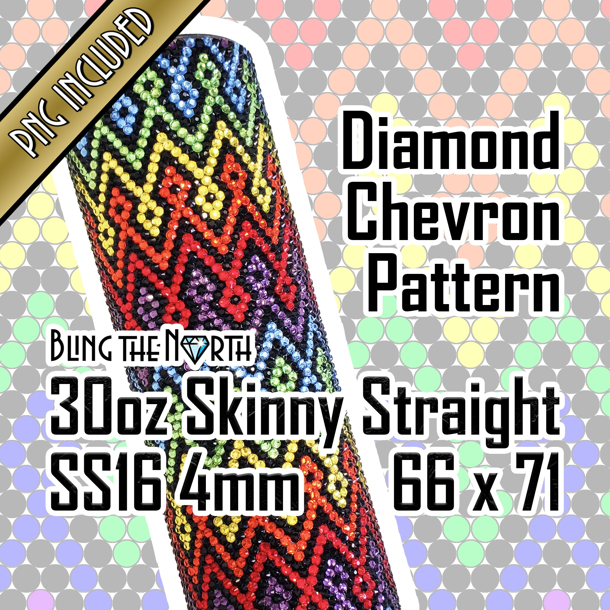 Zevo Diamond Pattern DIAMOND CHEVRON Rhinestone Pattern Template | SS16 4mm - 30oz Skinny S ...