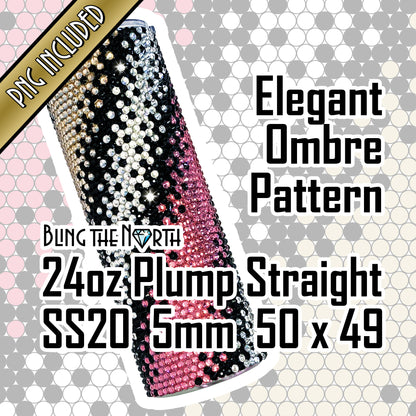 ELEGANT OMBRE Rhinestone Pattern Template | SS20 5mm - 24oz Plump Straight Tumbler Design | PNG for Sublimation or Vinyl