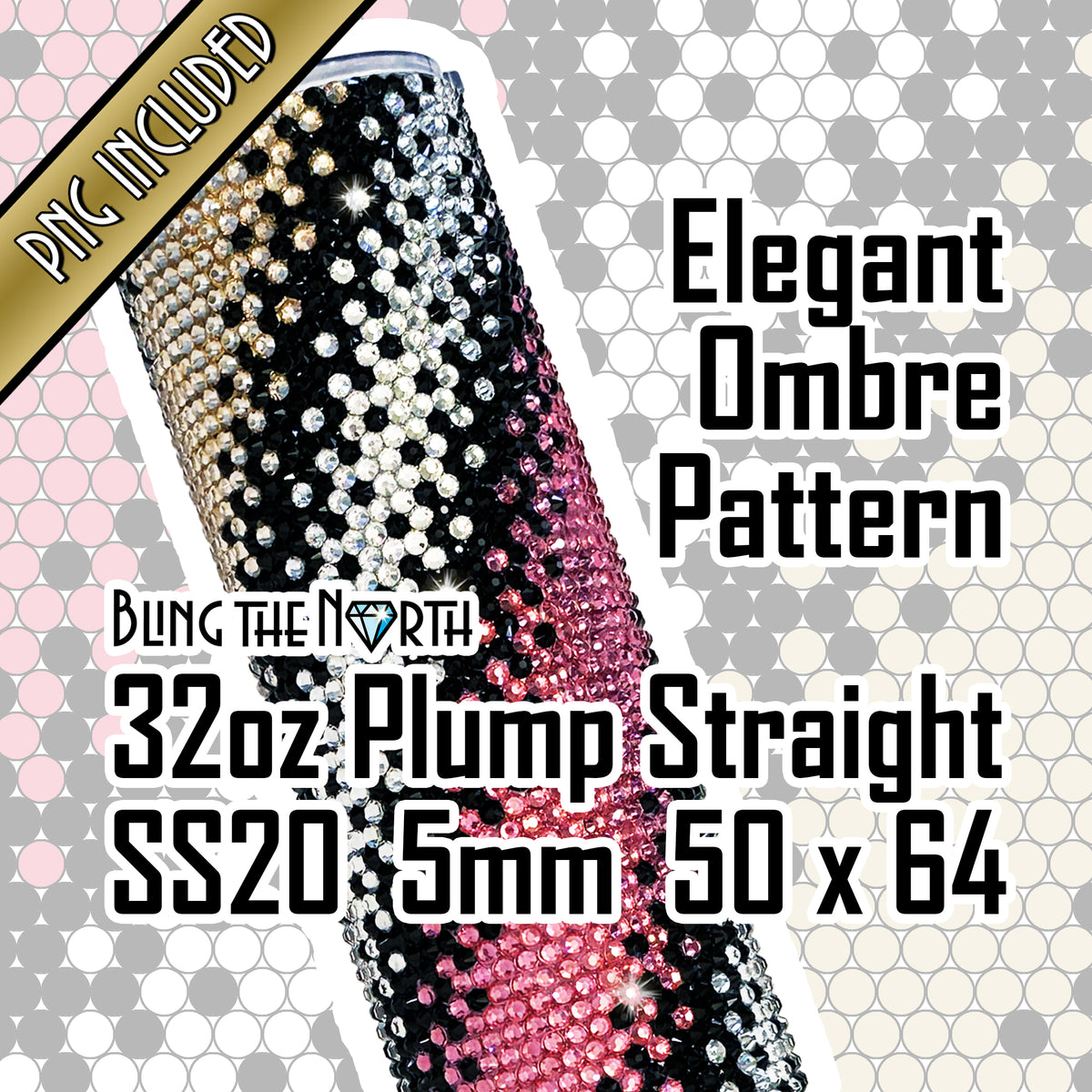 ELEGANT OMBRE Rhinestone Pattern Template | SS20 5mm - 32oz Plump Stra ...