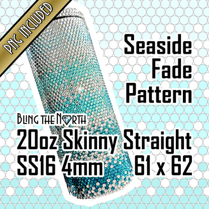 SEASIDE FADE Rhinestone Pattern Template | SS16 4mm - 20oz Skinny Straight Tumbler Design | PNG for Sublimation or Vinyl