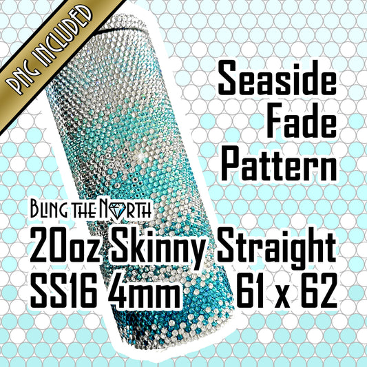SEASIDE FADE Rhinestone Pattern Template | SS16 4mm - 20oz Skinny Straight Tumbler Design | PNG for Sublimation or Vinyl