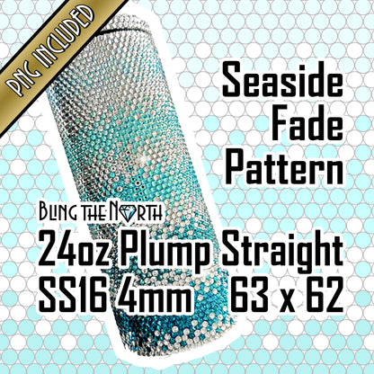 SEASIDE FADE Rhinestone Pattern Template | SS16 4mm - 24oz Plump Straight Tumbler Design | PNG for Sublimation or Vinyl