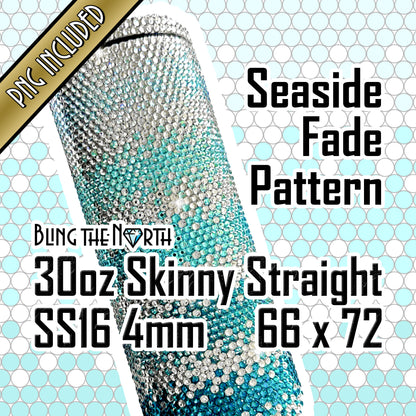 SEASIDE FADE Rhinestone Pattern Template  | SS16 4mm - 30oz Skinny Straight Tumbler Design | PNG for Sublimation or Vinyl