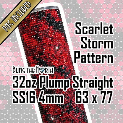 SCARLET STORM Rhinestone Pattern Template | SS16 4mm - 32oz Plump Straight Tumbler Design | PNG for Sublimation or Vinyl