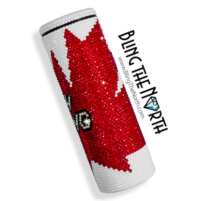 TRUE NORTH Oh Canada Rhinestone Tumbler | 20oz Slurp Straight | Bling the North | Custom Bling Design | Glass Rhinestones | Straw Included
