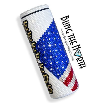 WE THE PEOPLE American Flag Rhinestone Tumbler | 20oz Slurp Straight | Bling the North | Custom Bling Design | Glass Rhinestones | Straw Included