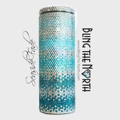 SEASIDE FADE Rhinestone Pattern Template | SS16 4mm - 20oz Skinny Straight Tumbler Design | PNG for Sublimation or Vinyl